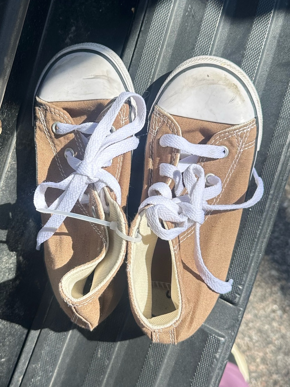 Converse Kids Brown Canvas Sneakers with White Toe